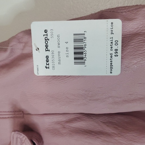 NWT Free People Payton Faux Leather Paperbag Mini Skirt Size 4 Mauve Swoon - Picture 3 of 13